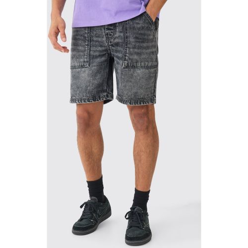 Short en jean imprimé - MAN - 28 - Boohooman - Modalova