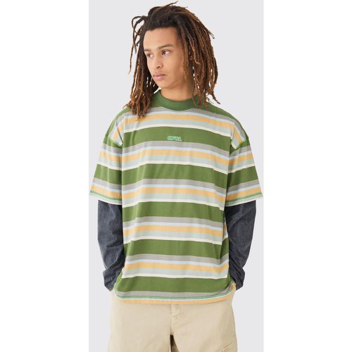Oversized Carded Heavy Striped Ofcl T-shirt - Boohooman - Modalova