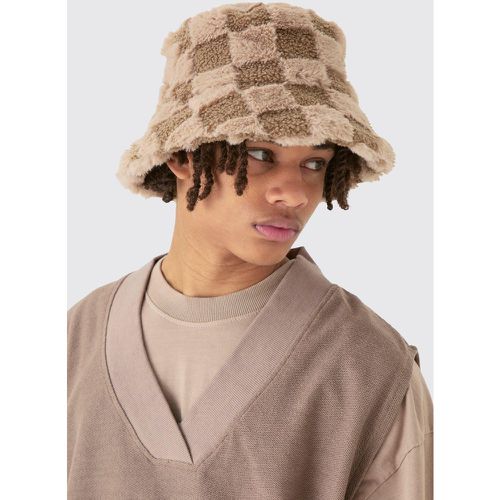 Checkerboard Fluffy Bucket Hat In - S/M - Boohooman - Modalova