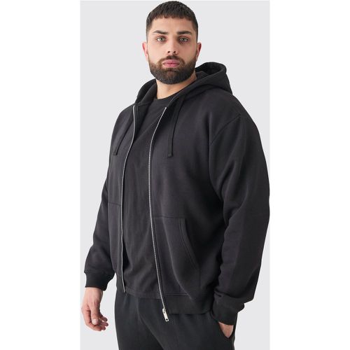 Grande taille - Sweat à capuche basique zippé en homme - XXXL - Boohooman - Modalova