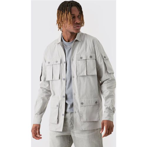 Tall Longsleeve Poplin Utility Pocket Shirt - Boohooman - Modalova