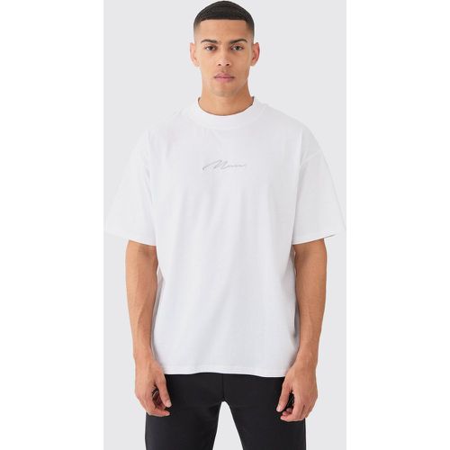 T-shirt oversize basique à col montant et logo - MAN - S - Boohooman - Modalova