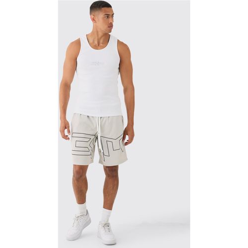 Ensemble de basket habillé avec débardeur côtelé et short - M - Boohooman - Modalova