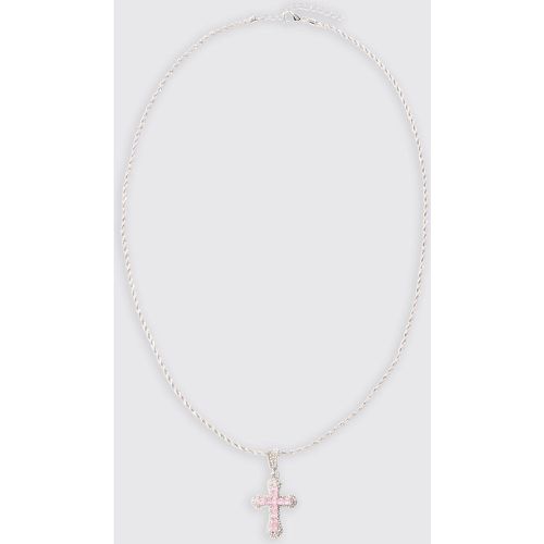 Collier à pendentif croix strassée - ONE SIZE - Boohooman - Modalova