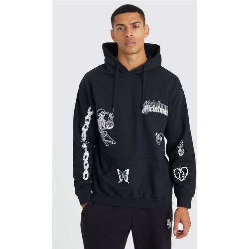 Sweat à capuche oversize imprimé graffiti - S - Boohooman - Modalova