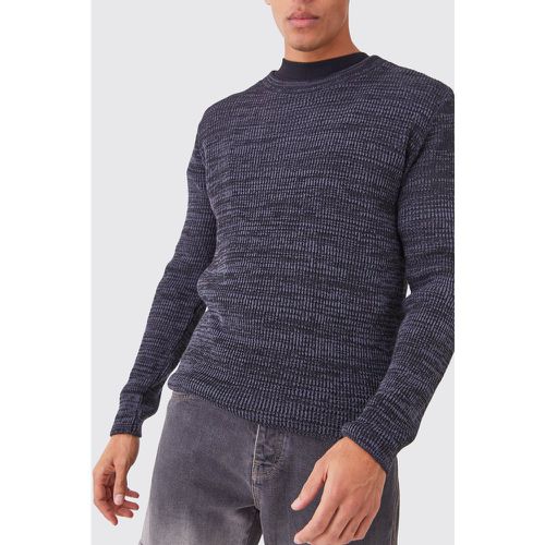 Pull en maille côtelée bicolore à col ras-du-cou - XL - Boohooman - Modalova