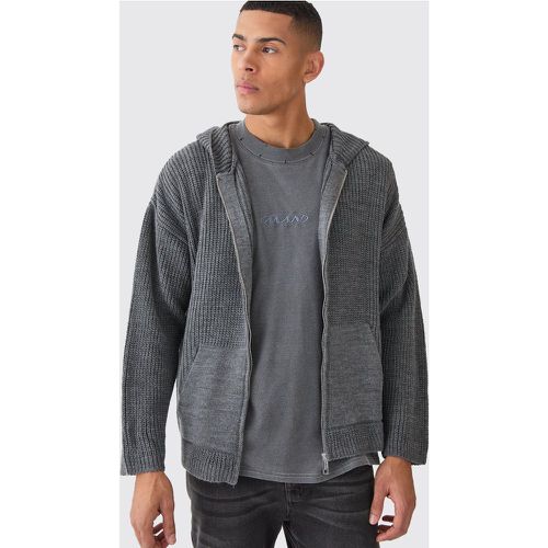 Sweat à capuche oversize zippé côtelé - XL - Boohooman - Modalova