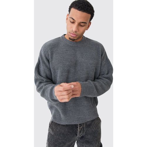 Pull oversize à col ras du cou en maille côtelée - L - Boohooman - Modalova