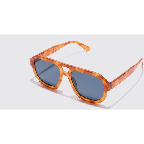 Lunettes de soleil aviateur en plastique à motif écaille de tortue - ONE SIZE - Boohooman - Modalova