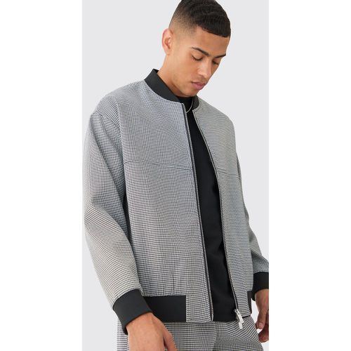 Bomber habillé à carreaux et motif pied-de-poule - 34 - Boohooman - Modalova