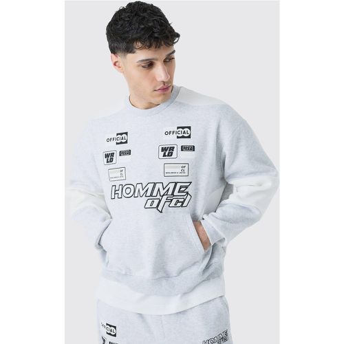 Sweat oversize appliqué à imprimé moto homme - L - Boohooman - Modalova