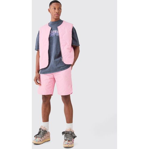 Quilted Liner Gilet And Short Set - Boohooman - Modalova