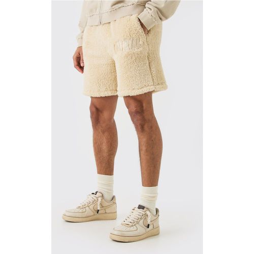 Loose Fit Mid Length Borg Embroidered Shorts homme - Boohooman - Modalova