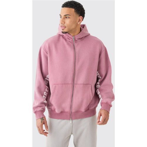 Sweat à capuche oversize zippé à col montant - M - Boohooman - Modalova