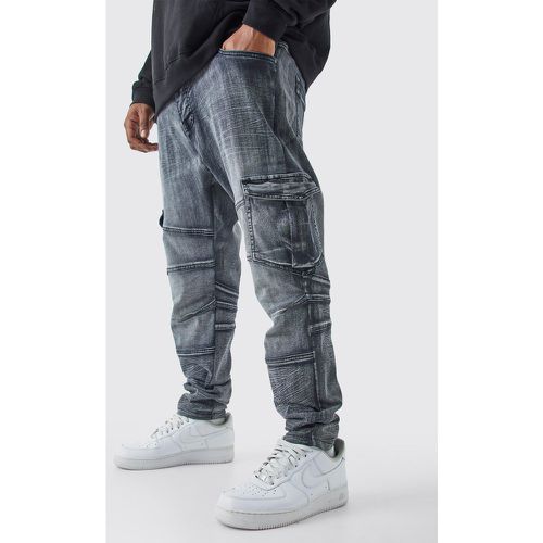 Grande taille - Jean biker skinny délavé - 40 - Boohooman - Modalova