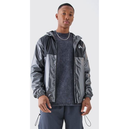 Man Metallic Colour Block Hooded Windbreaker - XS - Boohooman - Modalova