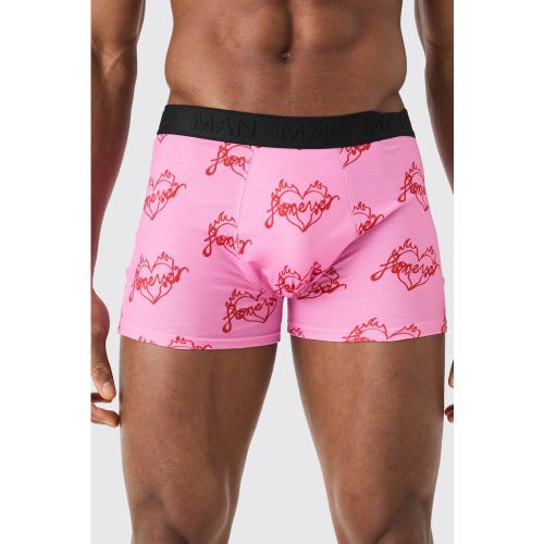 Boxer imprimé cœur à slogan - M - Boohooman - Modalova