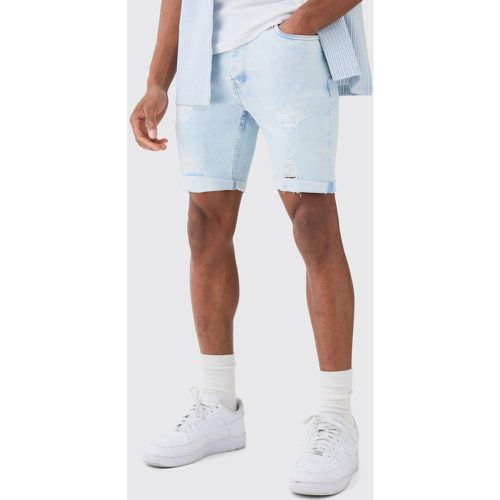 Short en jean stretch à déchirures - 28 - Boohooman - Modalova