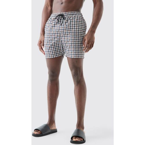 Short de bain mi-long à motif pied-de-poule - S - Boohooman - Modalova