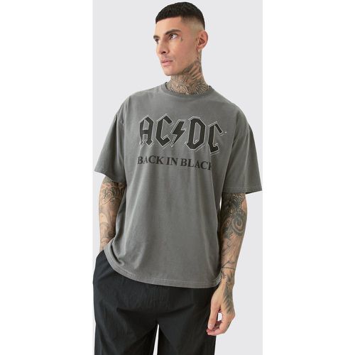Tall Oversize Acdc Acid Wash License T-shirt Grey - Boohooman - Modalova