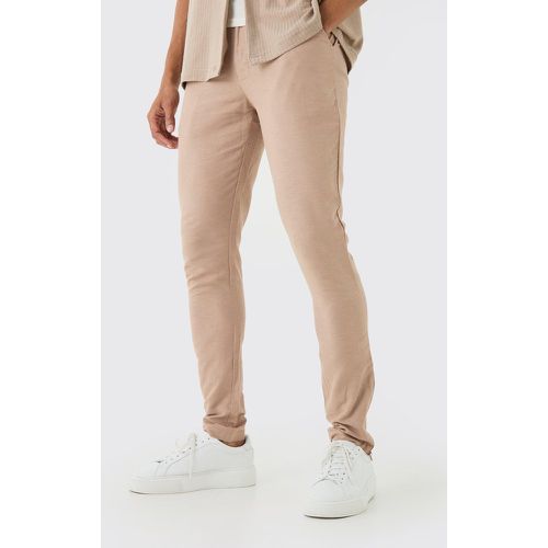 Pantalon skinny en lin à taille fixe - 28 - Boohooman - Modalova