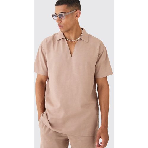 Chemise oversize en lin à col montant - S - Boohooman - Modalova