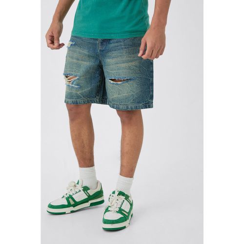 Short large en jean déchiré - 28 - Boohooman - Modalova