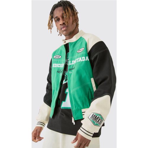 Tall - Veste oversize biker à empiècements en moto - S - Boohooman - Modalova