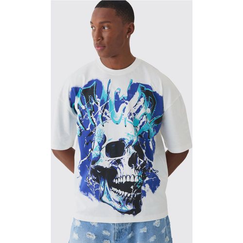 Oversized Boxy Extended Neck Official Skull Graphic T-shirt - Boohooman - Modalova