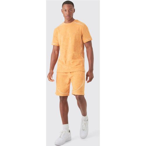 Ensemble en tissu éponge à surpiqûres avec t-shirt et short - L - Boohooman - Modalova