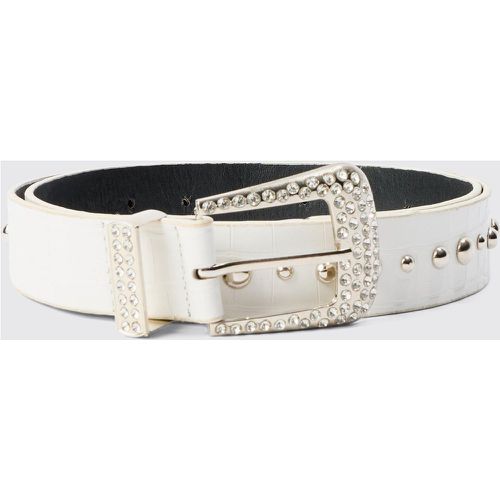 Ceinture western croco à détails strassés - ONE SIZE - Boohooman - Modalova