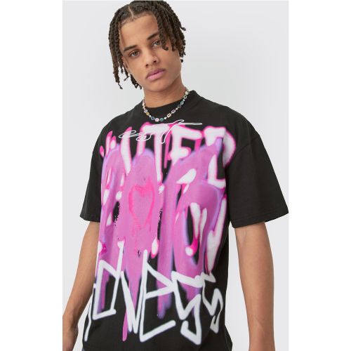 T-shirt oversize à imprimé graffiti - L - Boohooman - Modalova