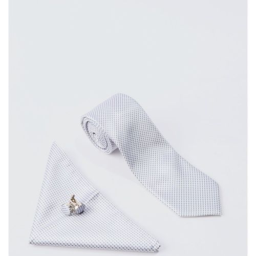 Slim Tie, Pocket Square And Cuff Links Set In Light Grey - Boohooman - Modalova