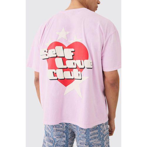 Oversized Self Love Club Print T-shirt - Boohooman - Modalova