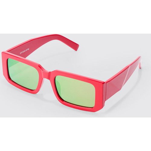 Chunky Rectangular Mirror Lens Sunglasses In Red - Boohooman - Modalova