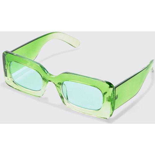 Ombre Rectangular Sunglasses In Green - Boohooman - Modalova