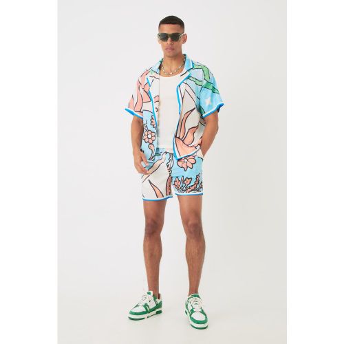 Ensemble satiné à manches courtes avec chemise oversize et short - XL - Boohooman - Modalova