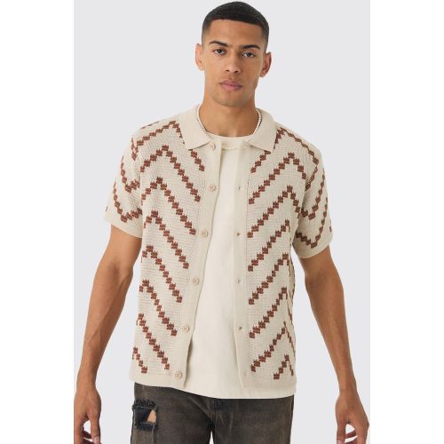 Chemise rayée en maille ouverte - S - Boohooman - Modalova