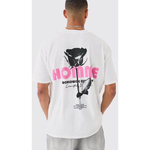 Oversized Rose Print T-shirt - Boohooman - Modalova