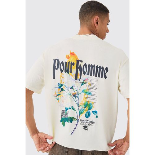 Oversized Boxy Extended Neck Floral Print Wash T-shirt - Boohooman - Modalova