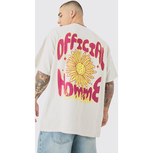 Oversized Floral Puff Print Wash T-shirt - Boohooman - Modalova