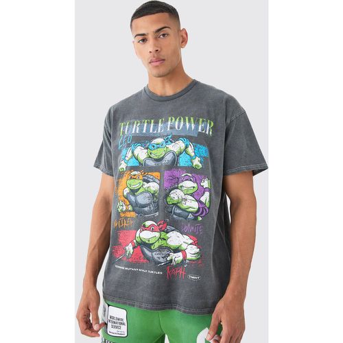 T-shirt oversize délavé à imprimé Les Tortues Ninja - S - Boohooman - Modalova