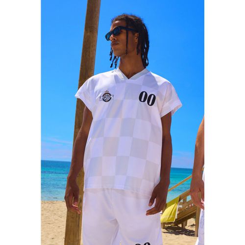 Oversized Rugby Dropped Shoulder Checkerboard Pique T-shirt - Boohooman - Modalova