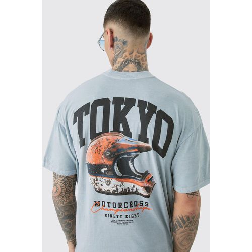 Tall Tokyo Moto Overdye Graphic Oversized T-shirt - Boohooman - Modalova