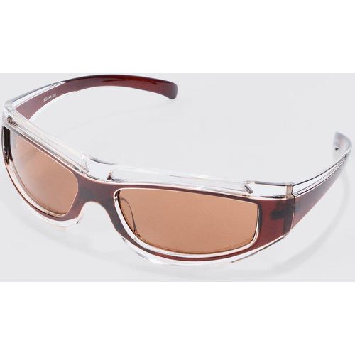 Double Frame Detail Sunglasses In Brown - Boohooman - Modalova