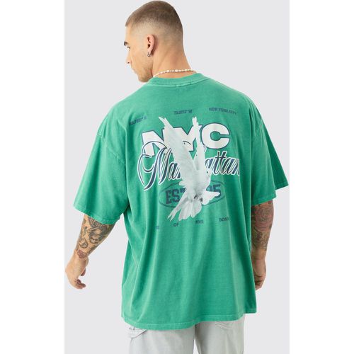 Oversized Extended Neck Nyc Dove Print T-shirt - Boohooman - Modalova