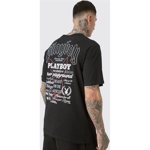 Tall Playboy Badge Printed Licensed T-shirt In Black - Boohooman - Modalova