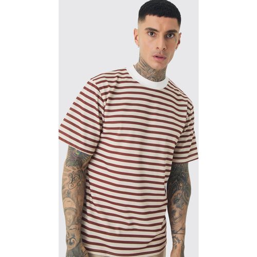 Tall Extended Neck Stripe T-shirt - Boohooman - Modalova