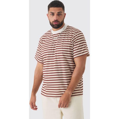 Grande taille - T-shirt rayé à col montant - XXXL - Boohooman - Modalova