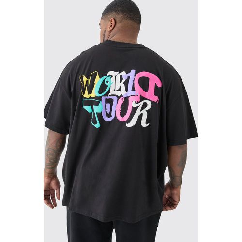 Plus Oversized World Tour Puff Print T-shirt In Black - - XXXL - Boohooman - Modalova